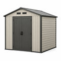 Abri de jardin en résine 226 x 185 x 200 cm Gris Anthracite et Beige avec double porte ventilée