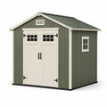 Abri de jardin extérieur 213 x 130 x 190 cm en résine vert olive, blanc et noir avec doubles portes