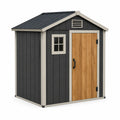 Abri de jardin contemporain 180 x 120 x 200 cm en acier anthracite, beige et aspect bois naturel