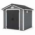 Abri de jardin en résine gris anthracite, blanc et noir, 200 x 130 x 190 cm, avec double porte ventilée