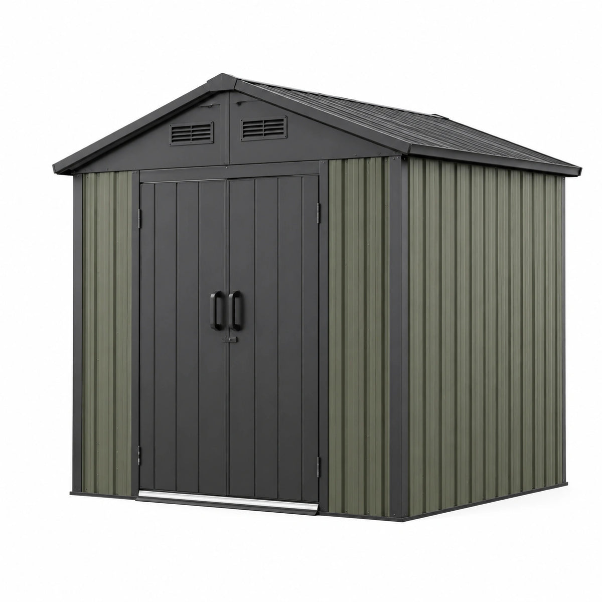Abri de jardin en acier 213 x 191 x 195 cm Vert foncé et Noir avec double porte ventilée