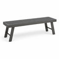 Banc de jardin contemporain à lattes en aluminium noir, 150 x 40 x 45 cm