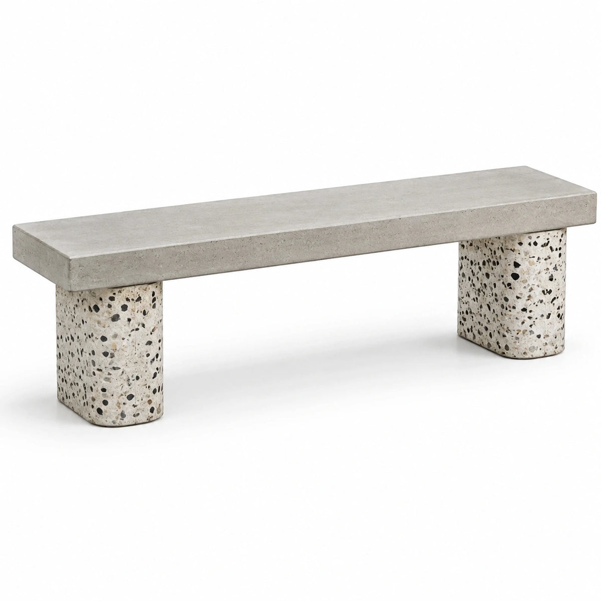 Banc contemporain en béton 120 x 35 x 45 cm Beige, Blanc et Noir