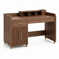 Bureau moderne avec rangement intégré 120 x 60 x 100 cm, brun noyer et doré