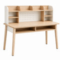 Bureau enfant 120 x 60 x 125 cm en bois beige et blanc avec rangements intégrés