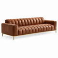 Canapé 3 places contemporain aspect cuir Marron/Doré 220 x 95 x 78 cm