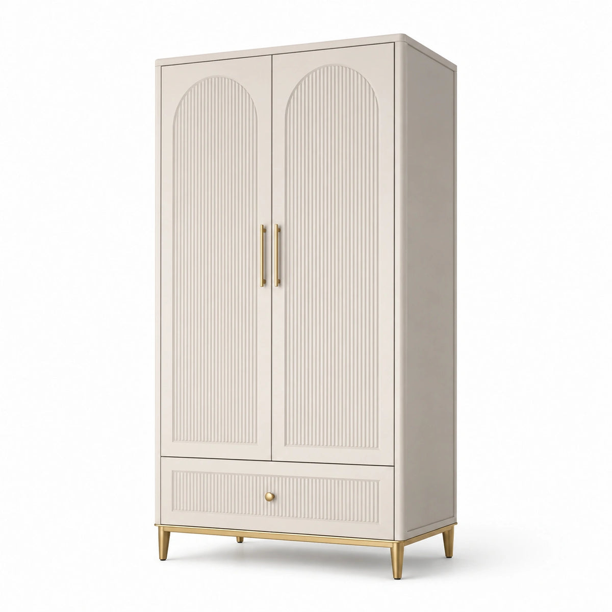 Armoire moderne beige et dorée 90 x 50 x 180 cm avec 2 portes et 1 tiroir